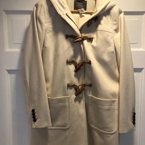 J.Crew winter white wool toggle coat with good size 4 - Picture 4 of 5